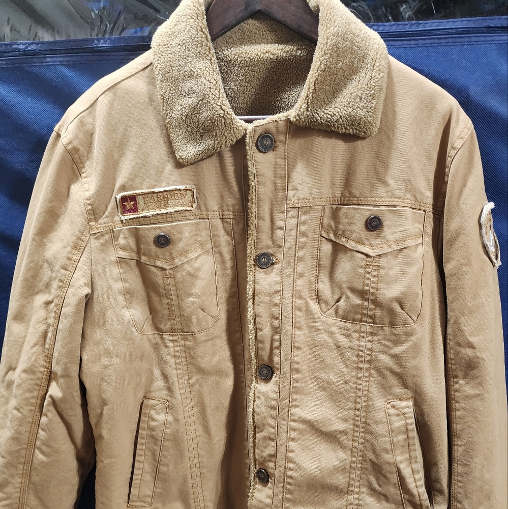 Fashion Outdoors Sherpa Lined Button Up Jacket